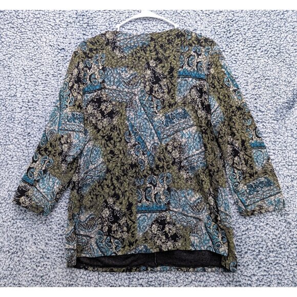 Y2K Notations Stretch Paisley Babydoll Top Size XL Boho Artsy Fairy Grunge 90s - Picture 2 of 11